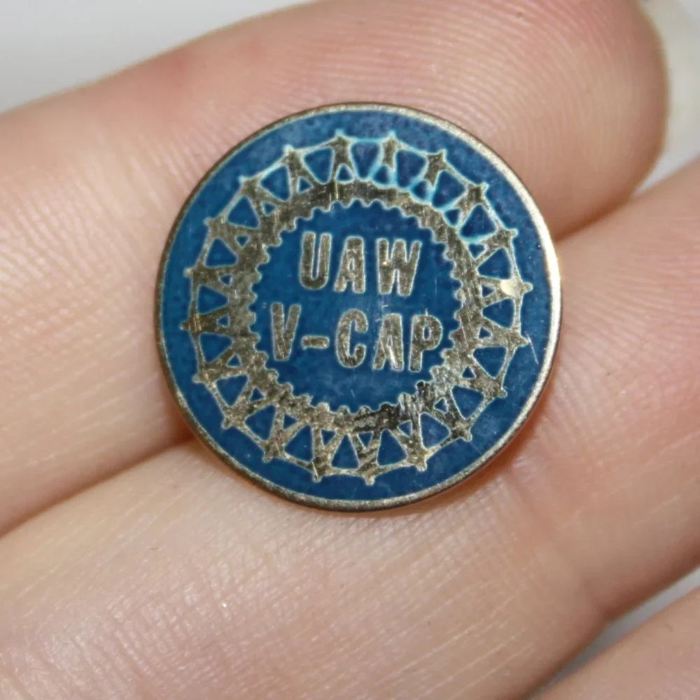 🔵🏭 Gold + Blue UAW V-CAP Lapel Pin · 5/8